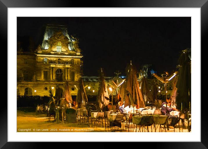 Impressionist View of Dining Out In Paris Framed Mounted Print by Ian Lewis