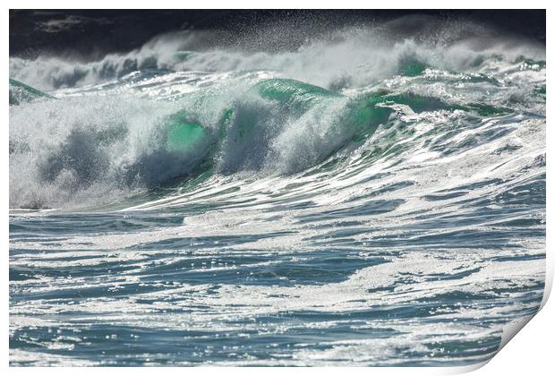 Fistral Beach Waves, Cornwall Print by Mick Blakey