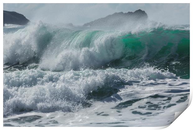 Crashing Surf, Fistral Beach, Cornwall Print by Mick Blakey