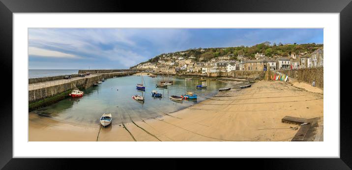 Boats moored in Mousehole harbour, Cornwall Framed Mounted Print by Mick Blakey