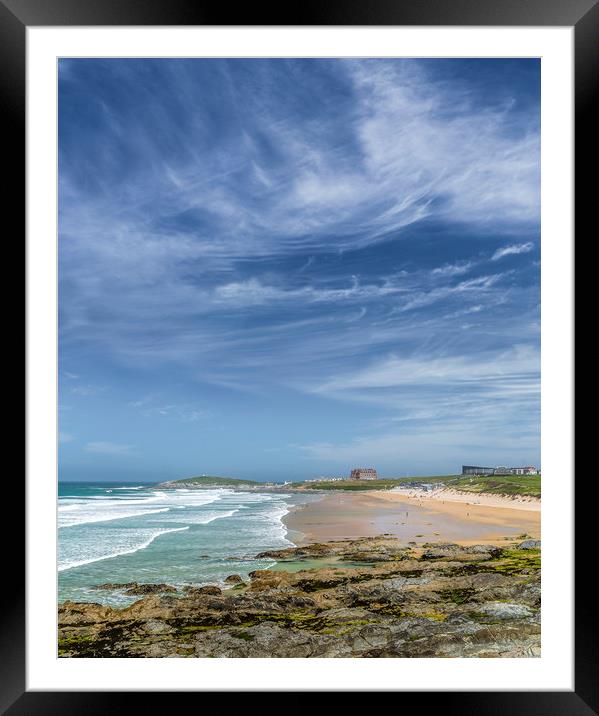 Blue Skies, Fistral Beach, Cornwall Framed Mounted Print by Mick Blakey