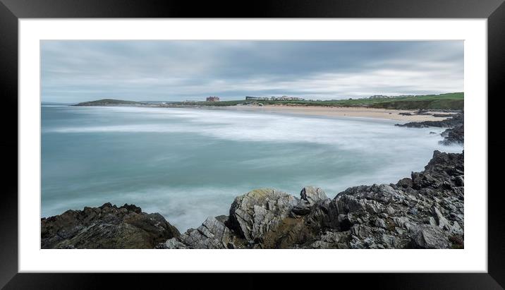 Sweeping Surf, Fistral Beach, Cornwall Framed Mounted Print by Mick Blakey