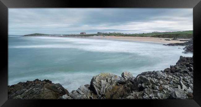 Sweeping Surf, Fistral Beach, Cornwall Framed Print by Mick Blakey