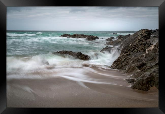 Incoming Tide, Fistral Beach, Cornwall Framed Print by Mick Blakey