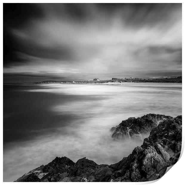 View over Rocks, Fistral Beach, Cornwall Print by Mick Blakey