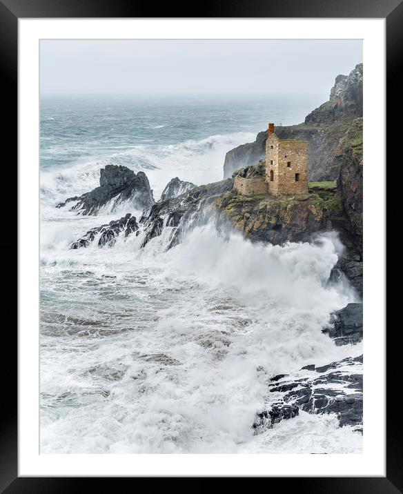Atlantic Swell, Crown Engine Houses, Cornwall Framed Mounted Print by Mick Blakey