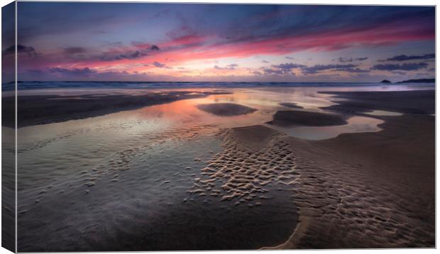 Sunset, Perran Sands, Cornwall Canvas Print by Mick Blakey
