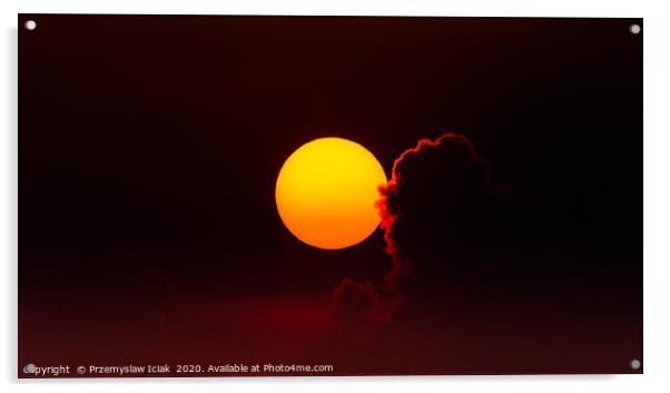 Sunset against reddish sky with back lit cloud Acrylic by Przemek Iciak