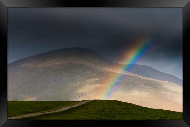 Blencathra rainbow, Lake District. Framed Print by John Finney