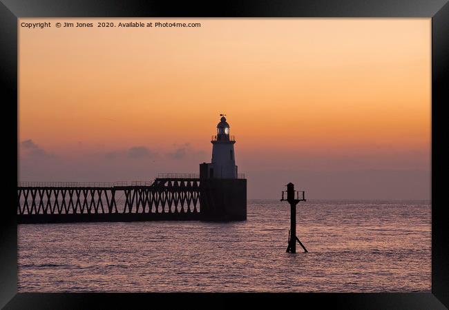 First Dawn of 2020 at the end of the Pier Framed Print by Jim Jones