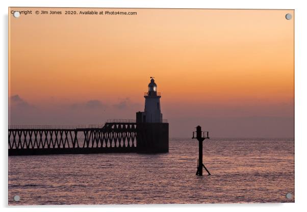 First Dawn of 2020 at the end of the Pier Acrylic by Jim Jones