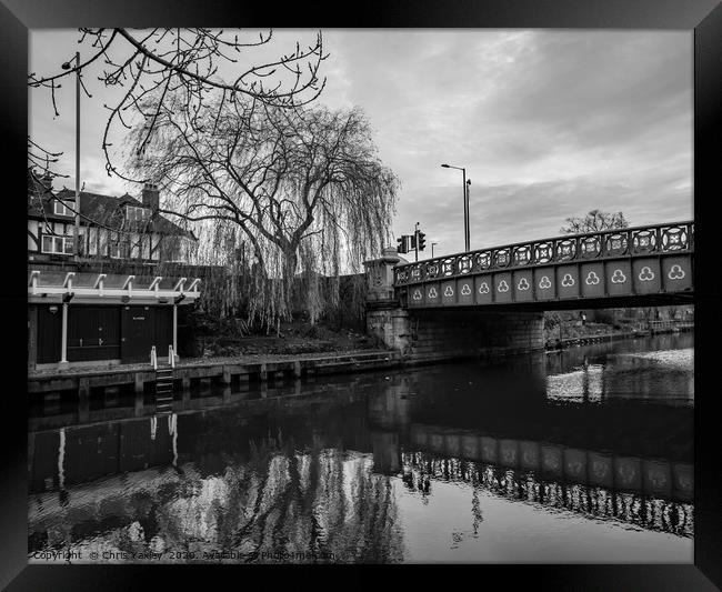 Foundry Bridge crossing, River Wensum, Norwich Framed Print by Chris Yaxley
