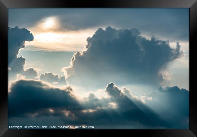Dramatic sky - light from heaven. Sun and clouds. Framed Print by Przemek Iciak