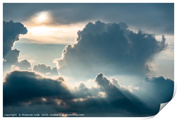 Dramatic sky - light from heaven. Sun and clouds. Print by Przemek Iciak