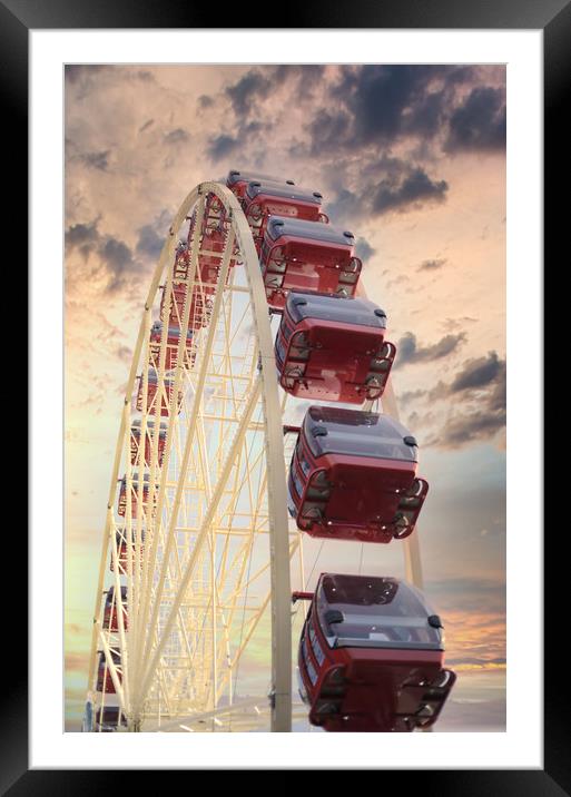 Red panoramic wheel on sunset background Framed Mounted Print by federico stevanin