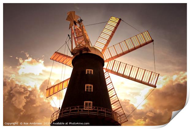 Heckington 8 Sail Windmill Print by Ros Ambrose