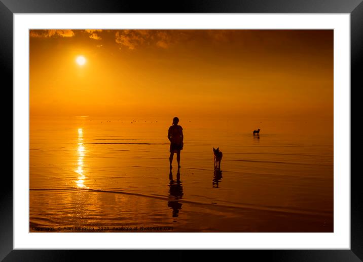 Beach Sunset with the Dogs Framed Mounted Print by Alan Simpson