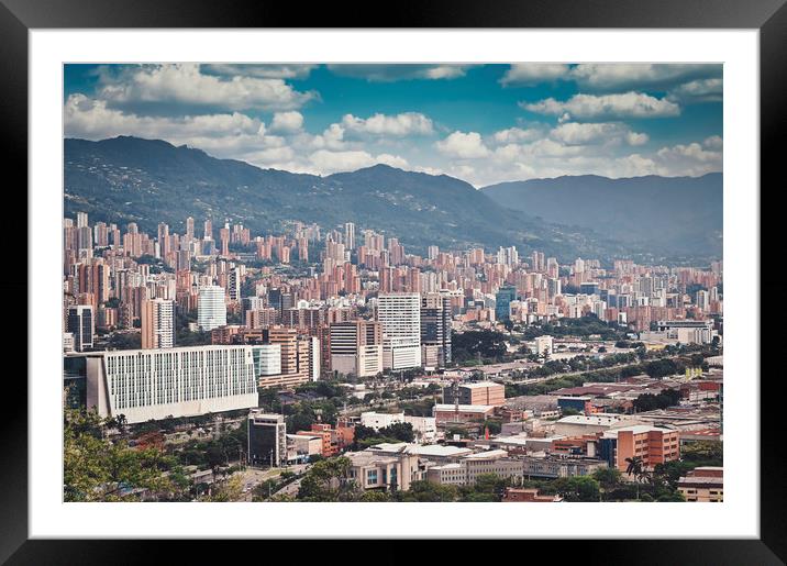 buildings and the mountains in Medellin, Colombia Framed Mounted Print by federico stevanin
