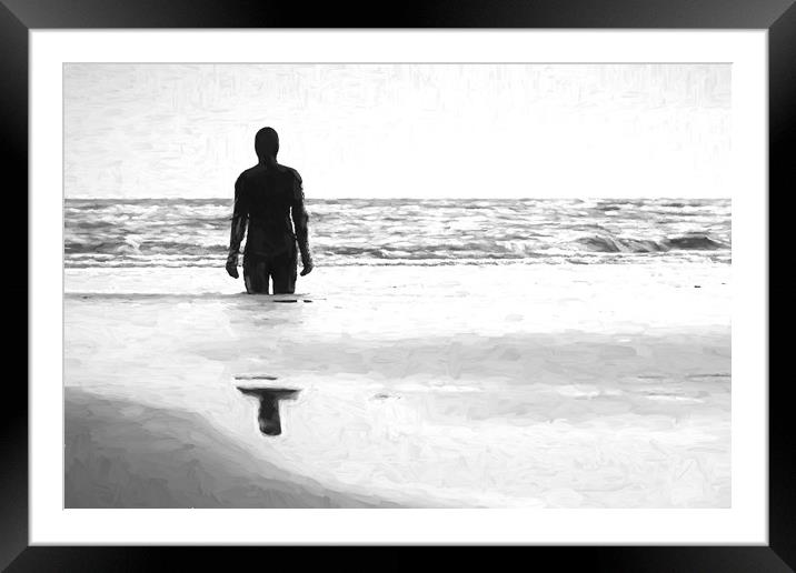 Iron Man looking out to sea Framed Mounted Print by Jason Wells