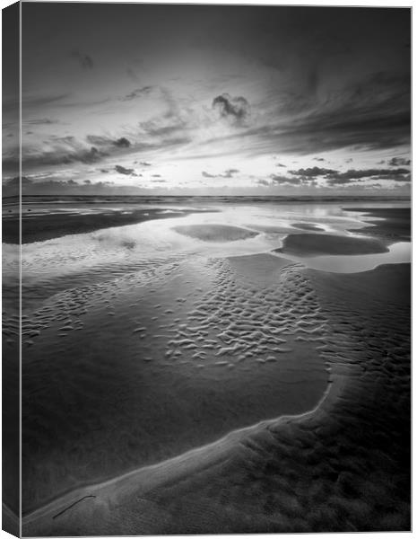 Tidal Retreat, Perran Sands, North  Cornwall Canvas Print by Mick Blakey