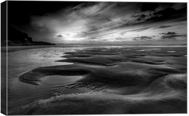 Curves in Sand, Perran Sands, Cornwall Canvas Print by Mick Blakey