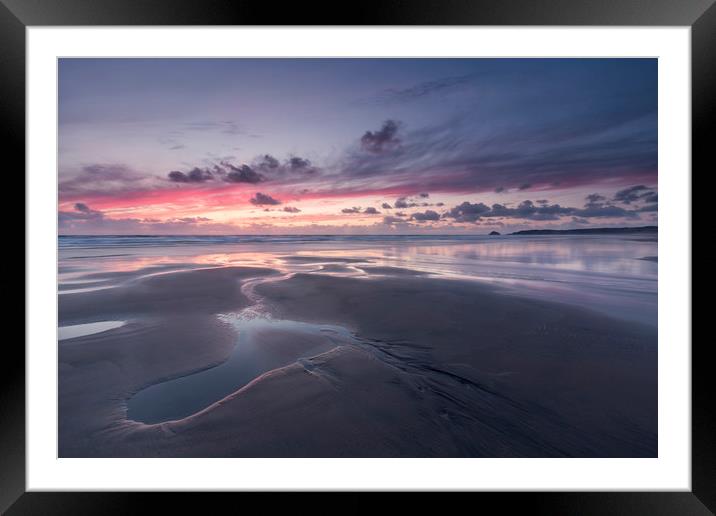 Sunset at Low Tide, Perran Sands Framed Mounted Print by Mick Blakey