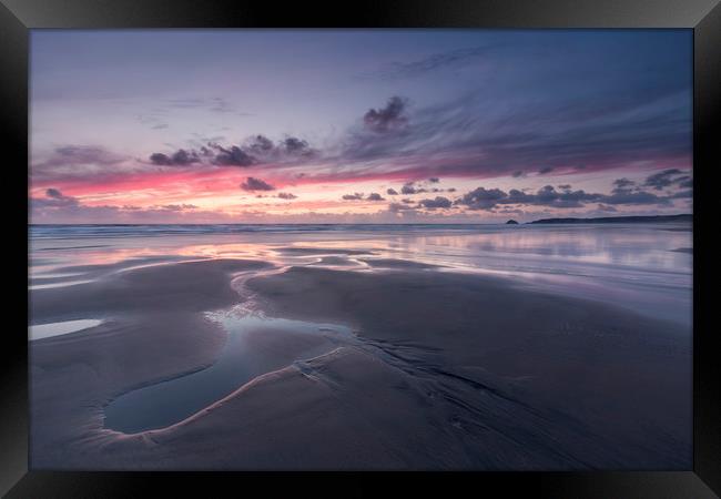 Sunset at Low Tide, Perran Sands Framed Print by Mick Blakey