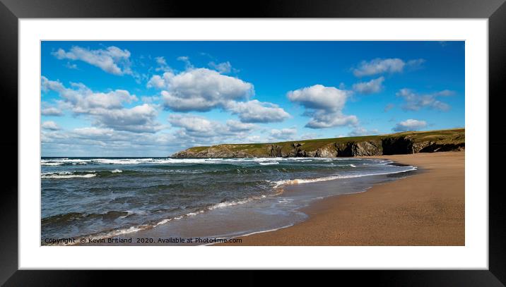 holywell bay cornwall Framed Mounted Print by Kevin Britland