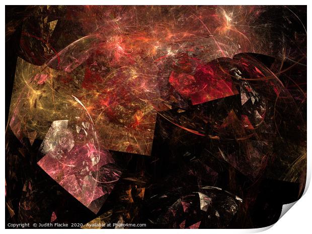 Creativity. Dark abstract with red. Print by Judith Flacke