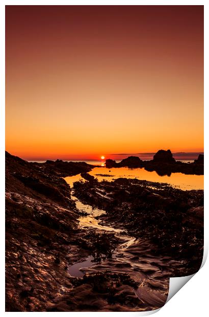 Widemouth Sunset, Cornwall, UK Print by Maggie McCall