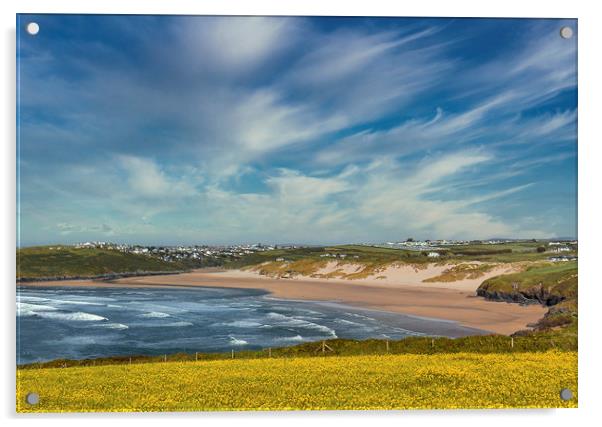 Crantock Beach View, Cornwall Acrylic by Mick Blakey