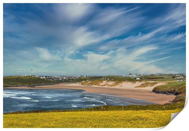 Crantock Beach View, Cornwall Print by Mick Blakey