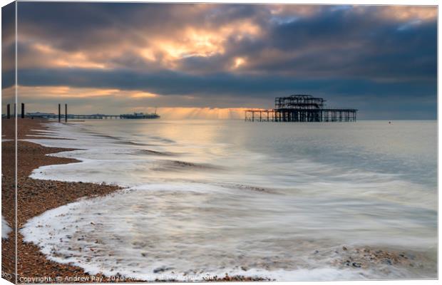 Light shafts (Brighton) Canvas Print by Andrew Ray