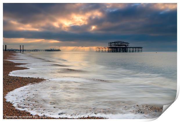Light shafts (Brighton) Print by Andrew Ray