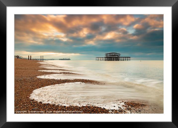 Receeding wave pattern (Brighton) Framed Mounted Print by Andrew Ray