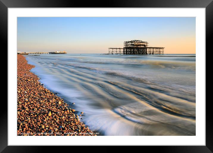 Brighton Beach shoreline Framed Mounted Print by Andrew Ray