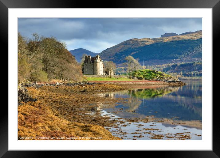 Dunderave Castle shoreline Framed Mounted Print by Andrew Ray