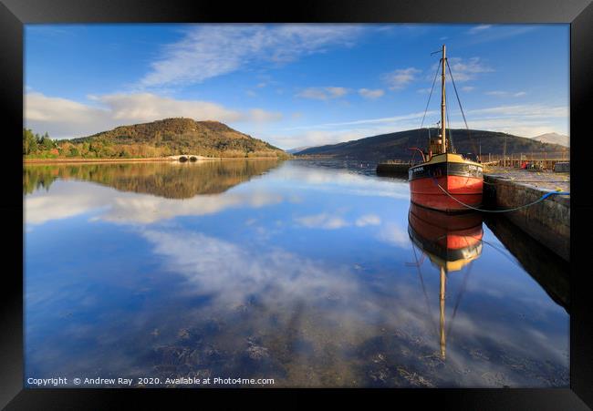 Inveraray Harbour reflections Framed Print by Andrew Ray