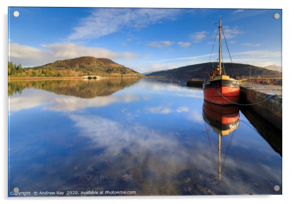Inveraray Harbour reflections Acrylic by Andrew Ray