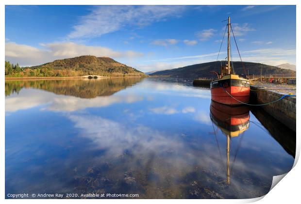 Inveraray Harbour reflections Print by Andrew Ray