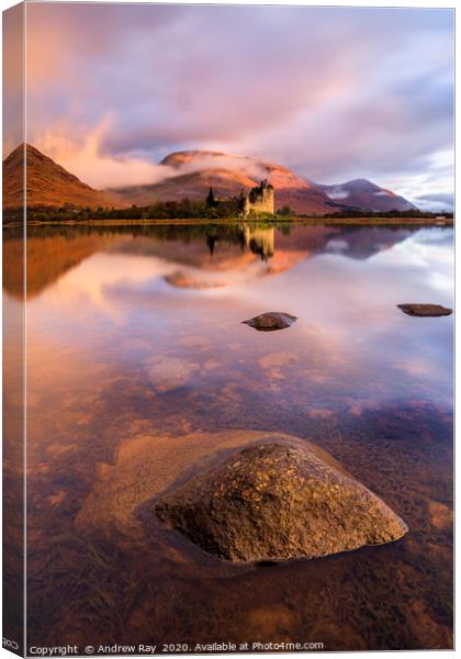 Castle of sunrise (Kilchurn) Canvas Print by Andrew Ray