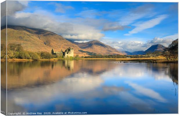 Clouds reflections (Kilchurn Castle) Canvas Print by Andrew Ray