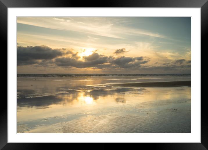 Sunset beach reflections Framed Mounted Print by Tony Twyman