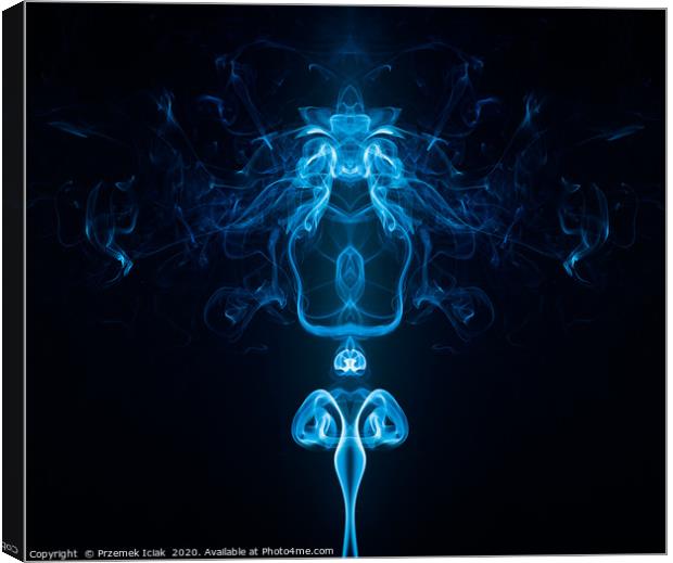 Blue abstract smoke symmetry  Canvas Print by Przemek Iciak