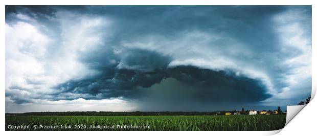 Panoramic view of dark thunderstorm clouds approac Print by Przemek Iciak