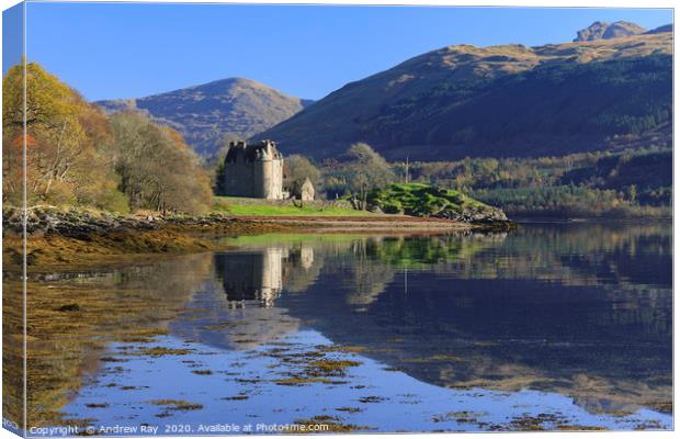 Reflections at Dunderave Castle Canvas Print by Andrew Ray