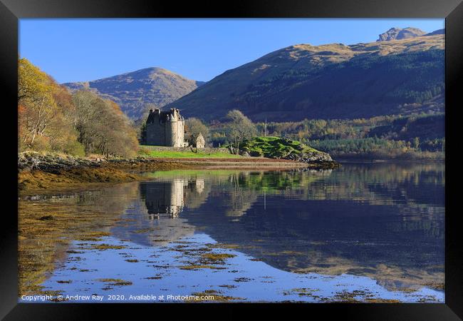 Reflections at Dunderave Castle Framed Print by Andrew Ray