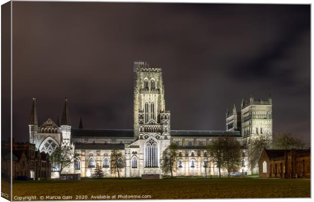 Durham Cathedral at night Canvas Print by Marcia Reay