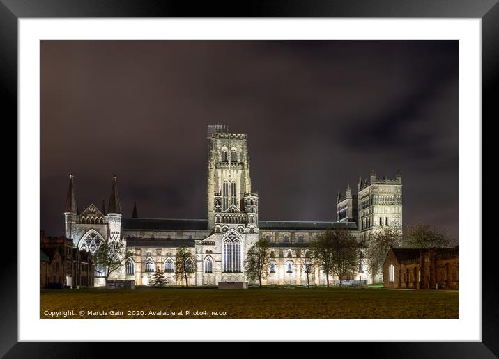 Durham Cathedral at night Framed Mounted Print by Marcia Reay