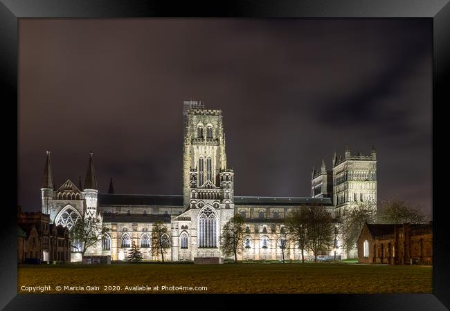 Durham Cathedral at night Framed Print by Marcia Reay